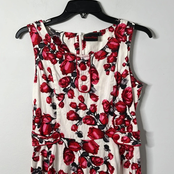 Voodoo Vixen Rockabilly Rose Pin Up Fit & Flare Dress - Picture 3 of 7